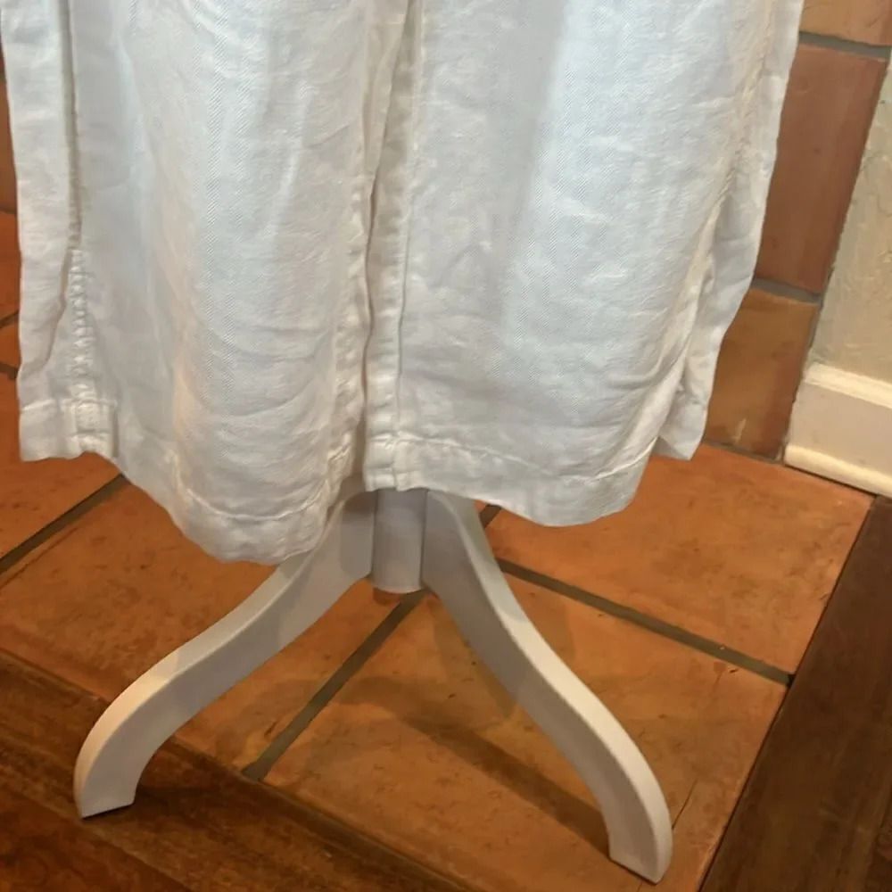 Free People Off-White Linen Wide Leg Pleated Buckle Pants, size 4 - Picture 5 of 10